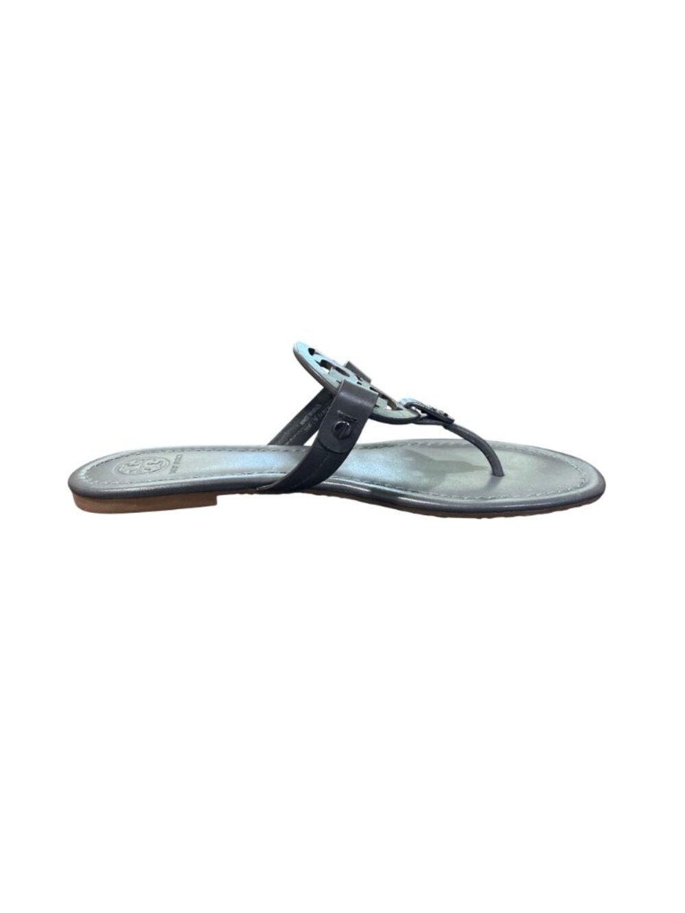 Tory Burch Womens Size 8 Miller Leather Thong Sandals Malta Grey Slip-On EUC - Picture 9 of 10
